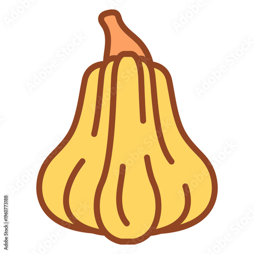 Butternut Squash Pumpkin Vector Illustration Isolated on White Background
