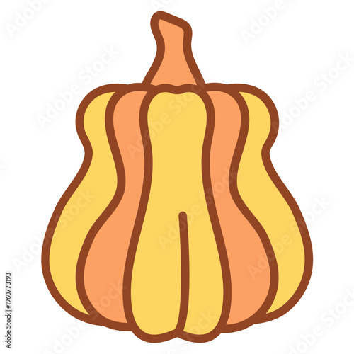 Butternut Squash Pumpkin Vector Illustration Isolated on White Background