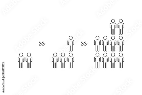 人や顧客が少しずつ増える状況をイメージしたイラスト素材