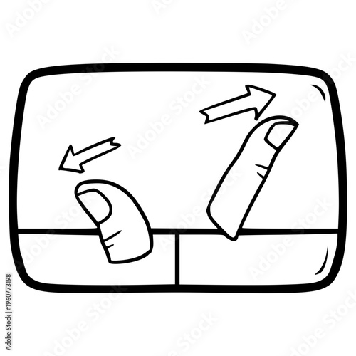 touchpad gesture zoom in illustration hand drawn outline vector