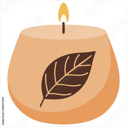 Cozy Seasonal Decoration Featuring Layered Candles With Foliage Isolated Vector Illustration On White Background