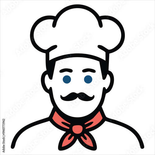 Chef Cartoon Vector Art And Illustration With A Cooking Hat Isolated Vector Illustration On White Background