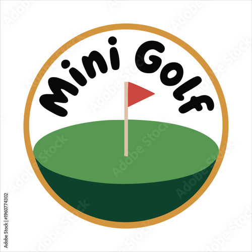 Mini Golf Illustration Featuring A Putter Ball And Windmill Obstacle Isolated Vector Illustration On White Background