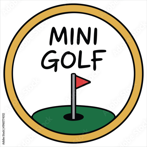 Fun Sports Graphic Of A Player Putting On A Miniature Golf Course Isolated Vector Illustration On White Background