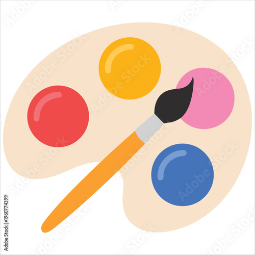 Palette And Paint Brush Sign For Vector Painting And Coloring Illustration Isolated Vector Illustration On White Background