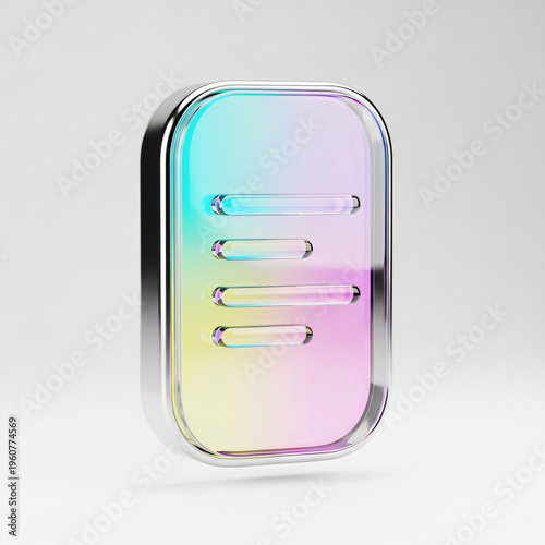 Metallic, iridescent, elongated rectangle with three vertical slits
