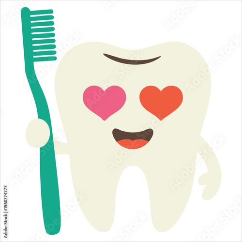 Adorable Dental Mascot With A Happy Expression And Love Symbol Isolated Vector Illustration On White Background