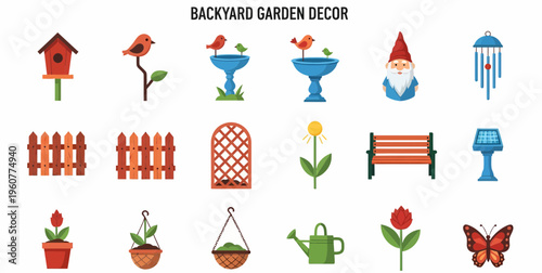 Garden decor and accessories set.