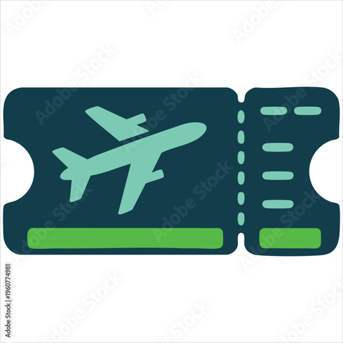Flight Ticket Icon For Airplane Boarding Pass Travel And Tourism Isolated Vector Illustration On White Background