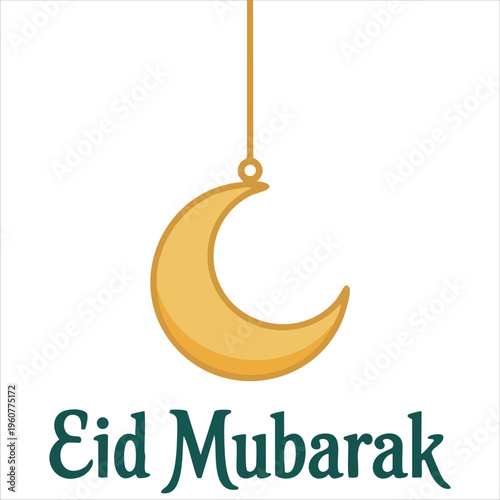 Celebration Design For Eid With Decorative Patterns And Wishes Isolated Vector Illustration On White Background
