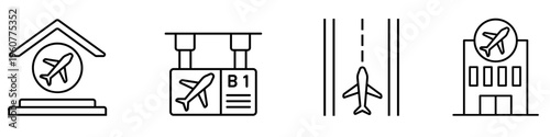 Airport icon vector set. Air terminal Illustration sign collection. Aviation symbol or logo.