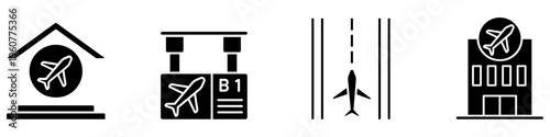 Airport icon vector set. Air terminal Illustration sign collection. Aviation symbol or logo.