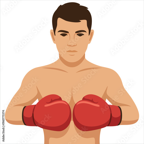 Cartoon Athlete Demonstrating Boxing Techniques And Strength For Fitness Themes Isolated Vector Illustration On White Background