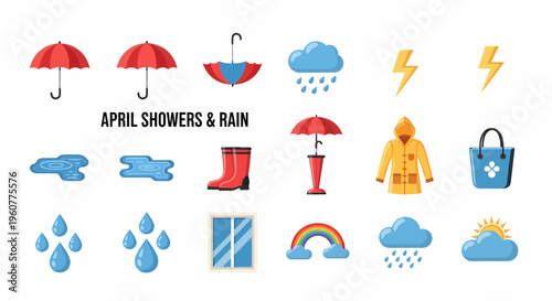 Rainy Day Weather Icons and Symbols.
