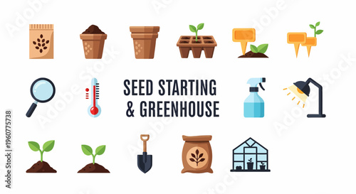 Seed Starting and Greenhouse Icons.