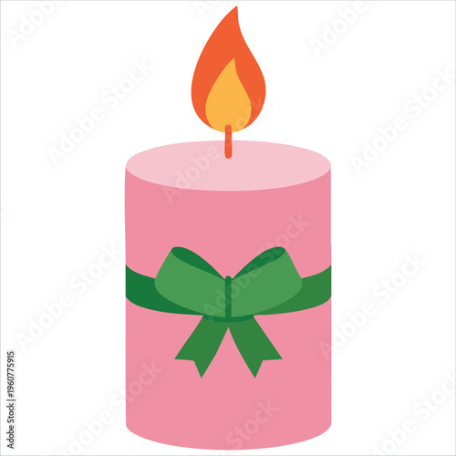 Decorative Candle For Romantic Interior And Holiday Decor Isolated Vector Illustration On White Background