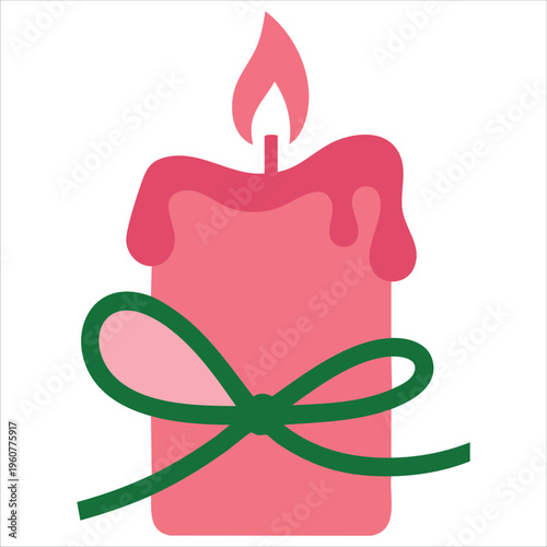 Meditation Candle With Soft Wax Drips And Elegant Bow Isolated Vector Illustration On White Background