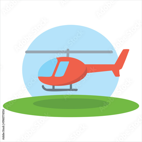 Vector Illustration Of A Retro Red Helicopter For Aviation Isolated Vector Illustration On White Background