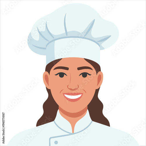 Illustrator Of Cook Girl With A Spoon And Chef Hat Isolated Vector Illustration On White Background
