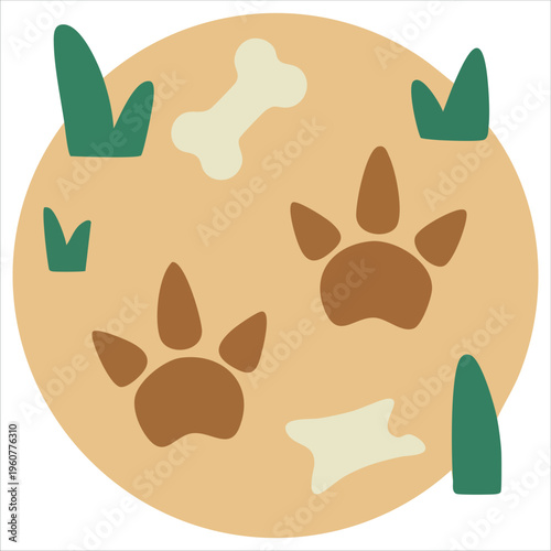 Illustration Of Spoor Dino Footprints For Prehistoric Themes Isolated Vector Illustration On White Background