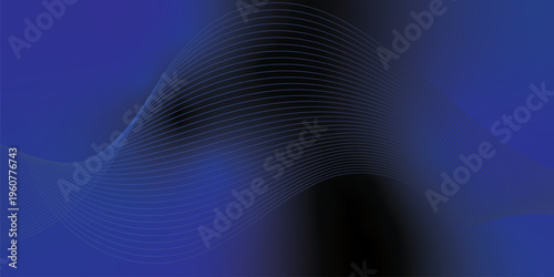 Radiant navy and black gradient waves emerging smoothly from a deep shadowy base over a textured grain background with delicate glowing accents, modern creative banner design