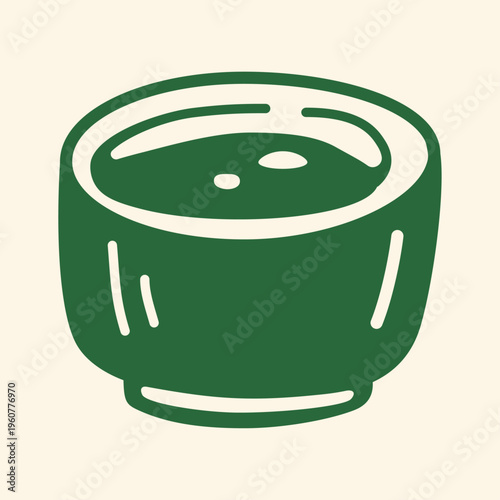 Espresso cup. Small espresso cup in hand-drawn green outline style, simple and minimal.