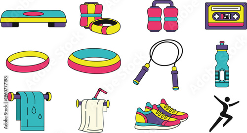 Squash and indoor racket sports equipment icon set