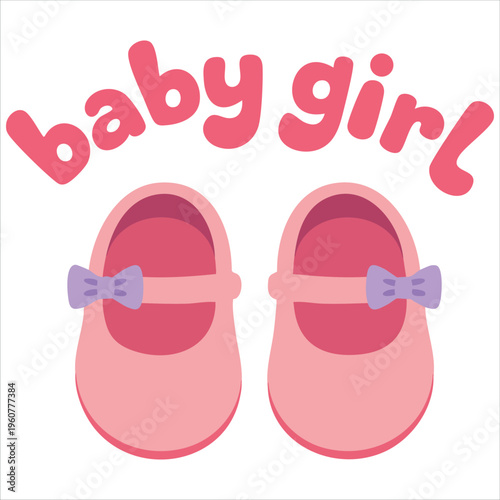 Charming Pink Baby Shoes for Newborn Girl with Lovely Baby Girl Text