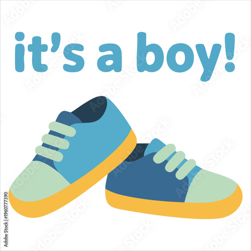 Cute Baby Boy Footwear in Blue Color with Sweet It Is a Boy Message