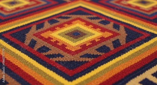 Vibrant geometric patterned textile design.