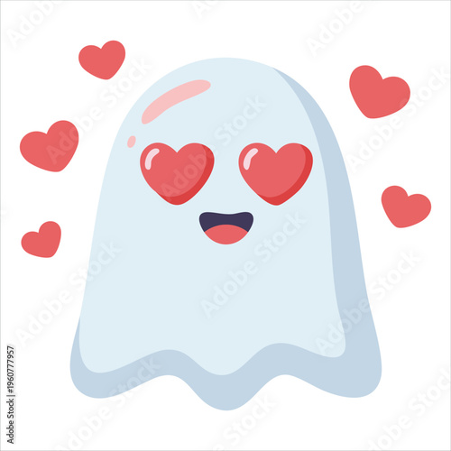 Cute Halloween Sticker Design Showing a Friendly Ghost with Various Expressions