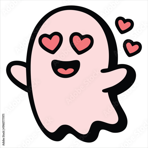 Kawaii Halloween Sticker Featuring a Cute Ghost Character with Expressions