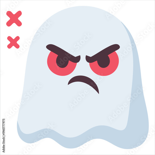 Adorable Halloween Ghost with Cute Expressions in Kawaii Sticker Style