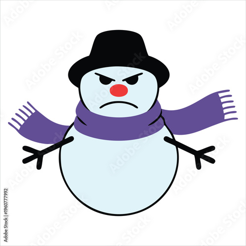 Adorable Snowman Cartoon Character for Christmas Holiday Festivities