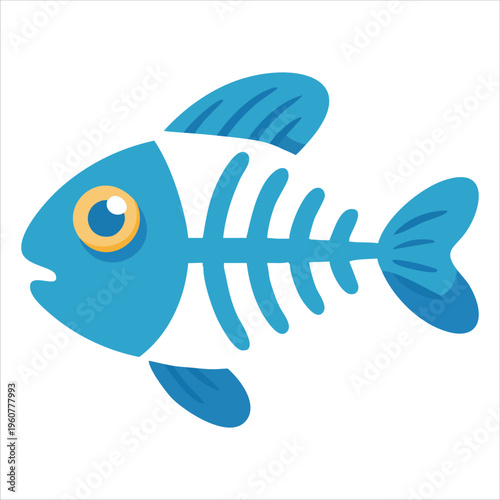 Bizarre Mutated Fish Skeleton with Three Eyes for Sci Fi Concepts isolated vector illustration on white background
