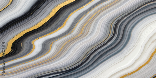 Abstract blue and white wavy fabric texture background featuring a liquid flow design with a gold metal surface pattern for a modern artistic wallpaper backdrop