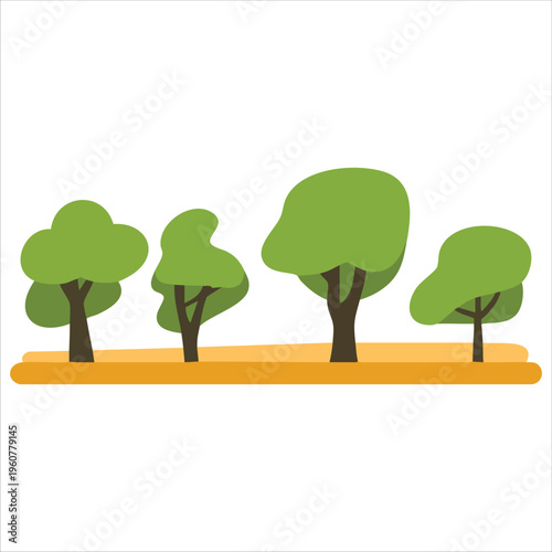 Scenic Pathway in Autumn with Colorful Foliage on White Background