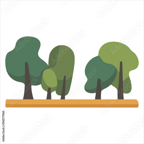 Beautiful Autumn Alley with Falling Leaves Isolated on White Background