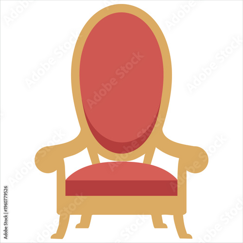 Elegant Red Throne Symbol for Novel Covers and Graphic Design isolated vector illustration on white background