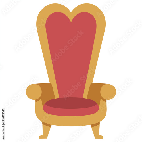 Red Throne for Graphic Design Decoration or Novel Cover isolated vector illustration on white background