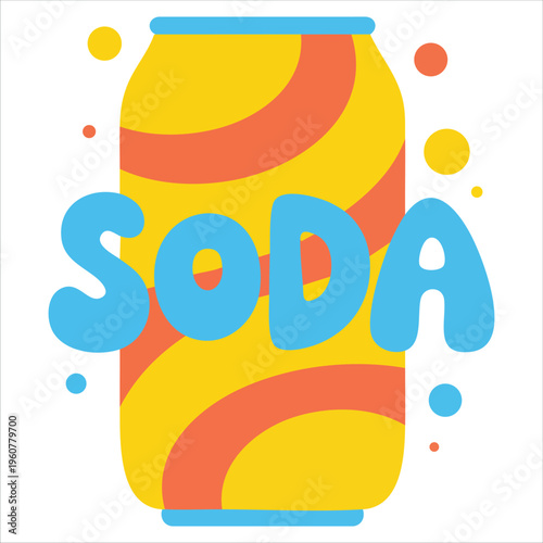 Vector Isolated Cartoon Retro Tin Soda Can in Nineties Style isolated vector illustration on white background