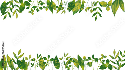 優しいタッチの新緑のフレーム Watercolor Series:A frame with a gentle touch of fresh green