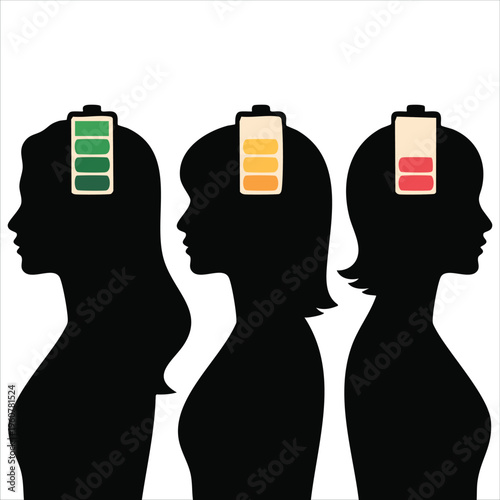 Stress Progress Woman Emotional Burnout Silhouette Vector Stock Illustration