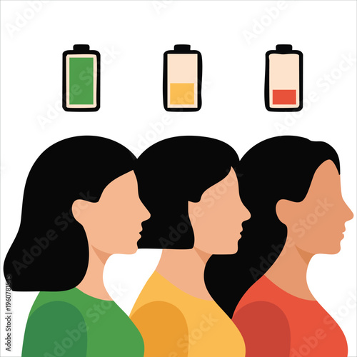 Battery Charge Concept of Burnout for Stress Dynamics Silhouette Illustration