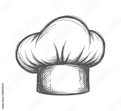 Of a traditional tall white chef hat with a banded base toque cooking kitchen