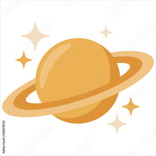 Planet Saturn Streetwear in Yellow Color for Commercial Use isolated vector illustration on white background
