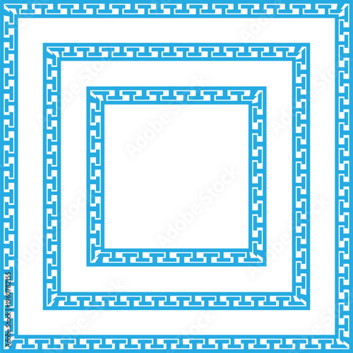 Intricate geometric pattern with nested ornate borders in turquoise