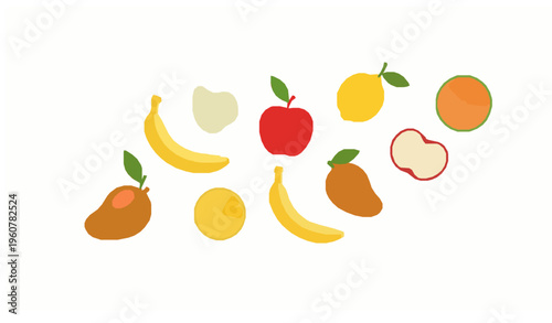 Animated fruit icon set flat design healthy food vector for motion graphics