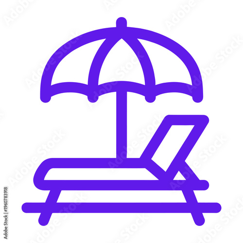 Vector of a beach chair and umbrella for a relaxing vacation setting