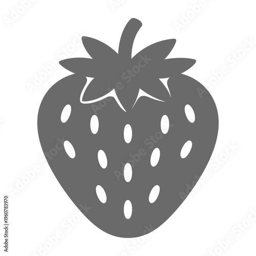 Vector of a single ripe strawberry with a leafy cap on top
